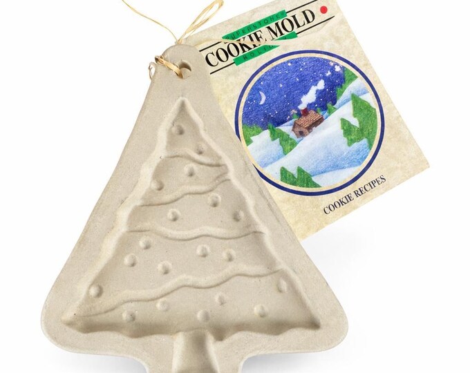 Vintage Christmas Tree Cookie Mold: Sassafras Superstone Clay, Recipe Book