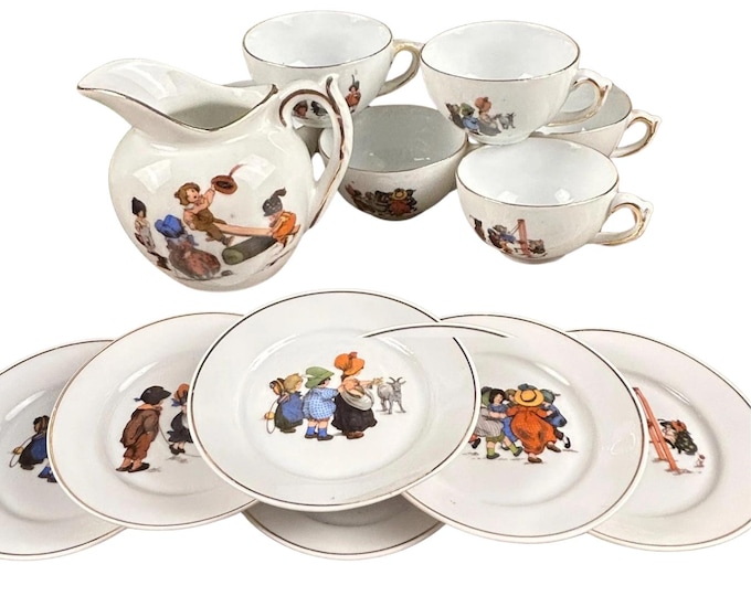 Antique Porcelain Children's Tea Set, Germany, 13 Piece