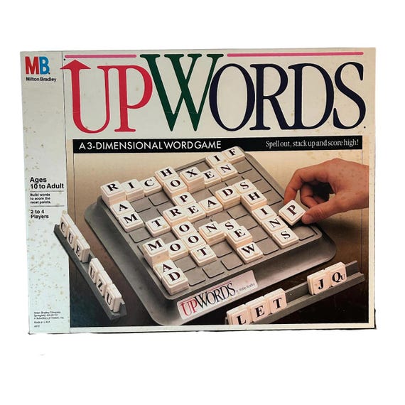 Upwords: A 3-Dimensional Word Game (1988) Milton Bradley Vintage Game COMPLETE SET