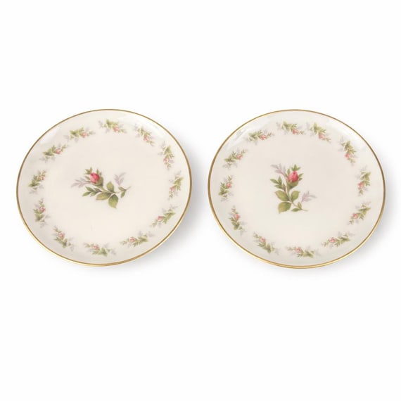 Vintage Rosenthal Germany Moosrose Moss Rose Trinket Dishes Pair | Porcelain Gold Trim (1950s–60s)