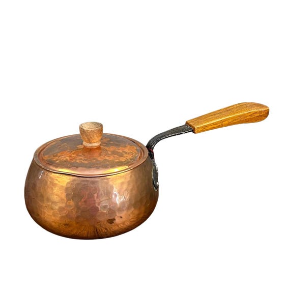 Vintage Hammered Copper Fondue Pot – Swiss Alpine Kitchen Decor