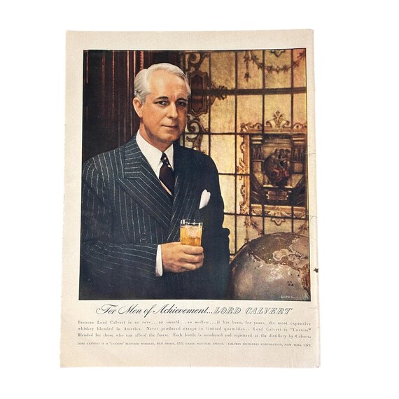Vintage 1943 Lord Calvert Whiskey Ad – Retro Bar Art Print