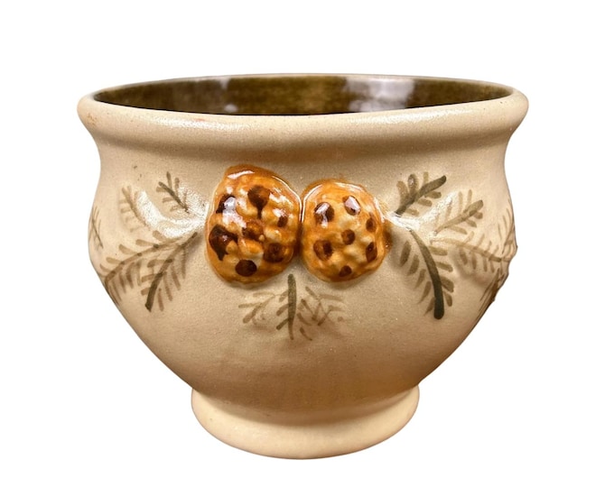 Vintage Beaumont Brothers Pottery BBP Flower Pot Planter Pine Cone