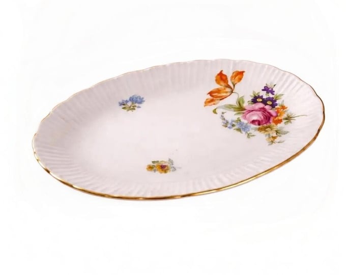 Vintage Graf Von Henneberg Floral Relish Dish – Bavaria Porcelain with Gold Trim