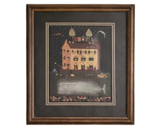 Limited Edition 'Pigs Overboard' Framed Signed 9 1/2" x 11 1/2" Folk Art Maria Pfropper