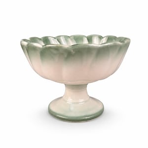 Vintage Hull Pottery Regal Clamshell Planter: Green White Swirl Mid-Century Compote USA