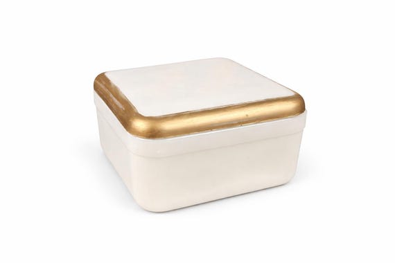 Antique White Opaline Glass Box – Gilt Bronze Trim, Neoclassical Vanity Casket