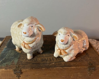 Vintage Otagiri 1983 Ceramic Sheep Lamb Salt and Pepper Shakers Easter