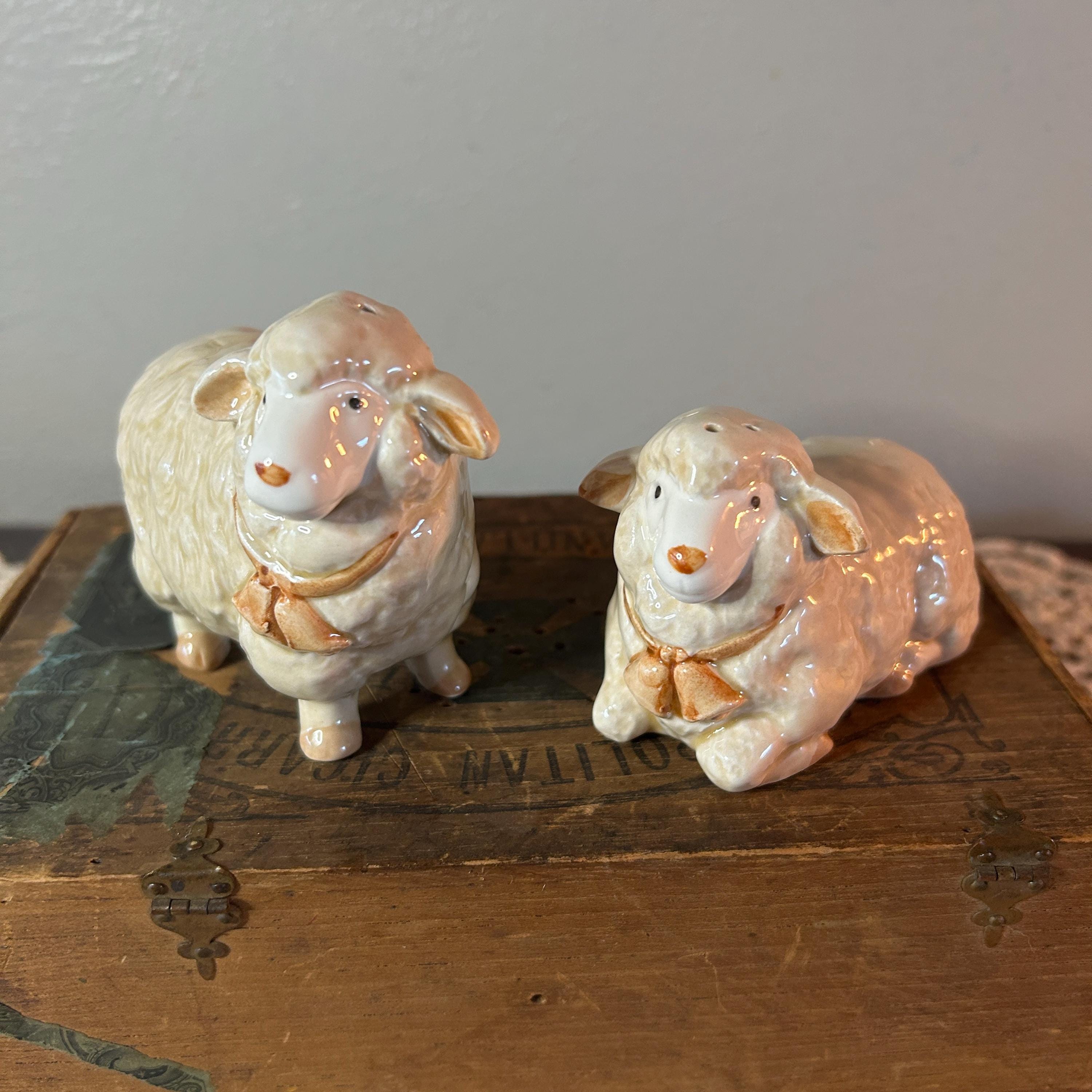 OTAGIRI 陶器製 アニマル フィギュア 6点セット Vintage Otagiri 1983 Ceramic Sheep Lamb Salt and Pepper Shakers