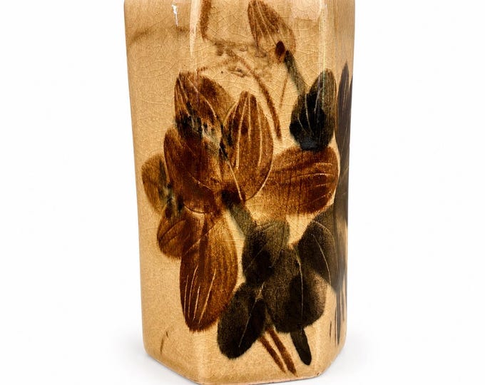 Vintage Otagiri Hand-Painted Floral Bud Vase, Earth Tone Ceramic Pottery
