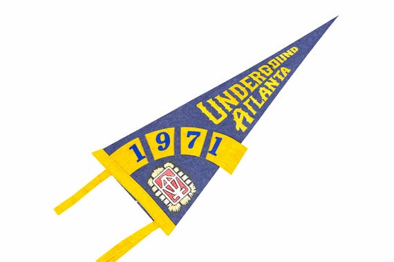 1971 Vintage Underground Atlanta Felt Pennant, Georgia Souvenir