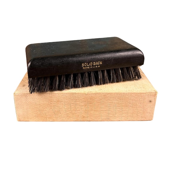 Vintage Solid Back Military Grooming Brush | USA Made Hair Beard Brush (with Box)