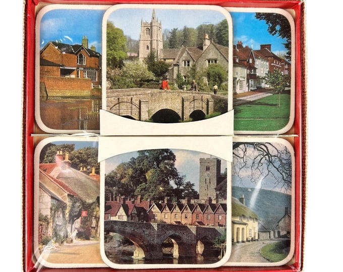 Set of 6 NOS Pimpernel English Villages Coasters NEVER OPENED in box