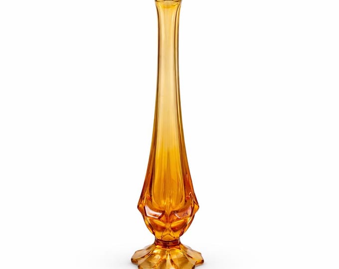 Fenton Valencia Amber Swung Vase – 1960s Art Glass Mid Century Modern Home Décor