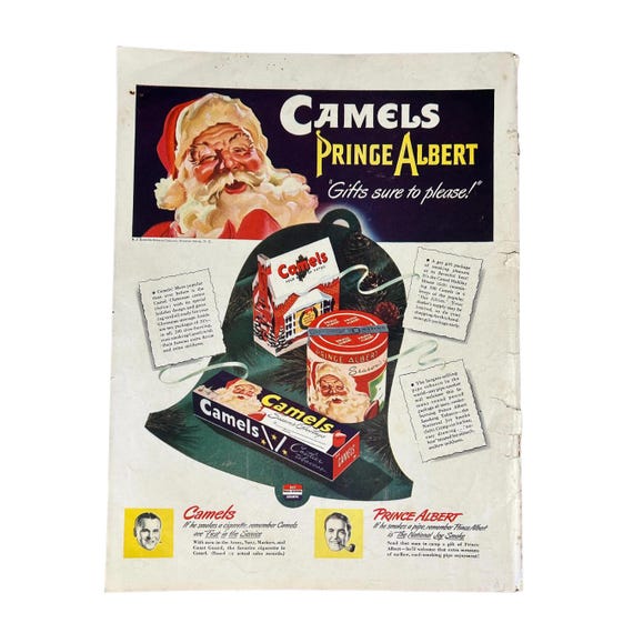Vintage 1943 Camel & Prince Albert Ad – WWII Christmas Tobacco Print