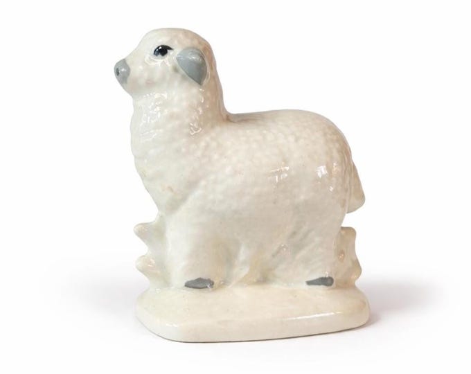 Vintage Handpainted Lamb Figurine: Easter Decor Collectible