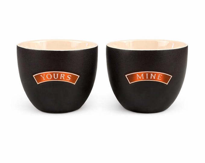 Vintage Baileys Irish Cream “Yours & Mine” Cups | Matte Black Ceramic Pair | 8 oz