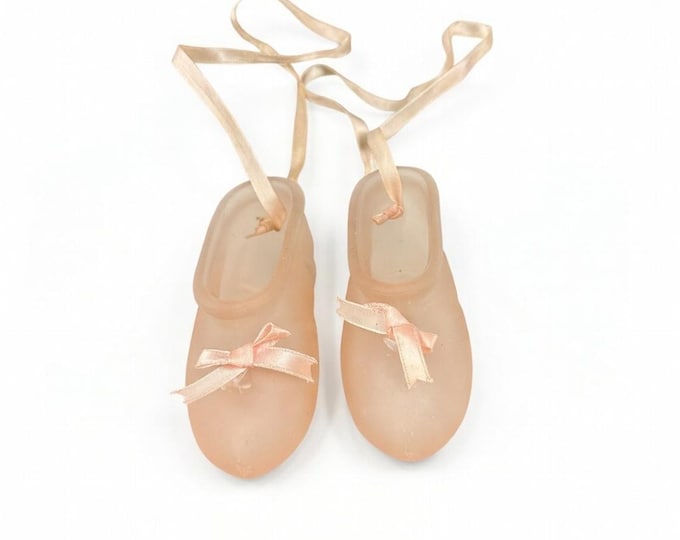 Vintage Blown Glass Pink Ballet Slipper Ornaments with Pink Ribbons - IOB