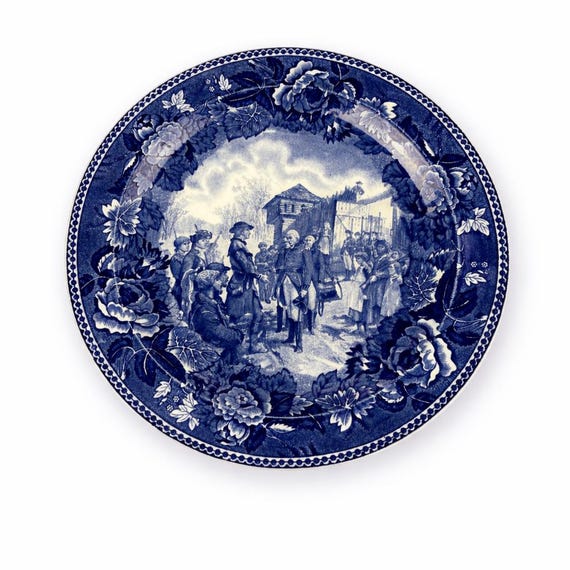 Antique Wedgwood Capture of Vincennes Plate – DAR Commemorative Transferware England