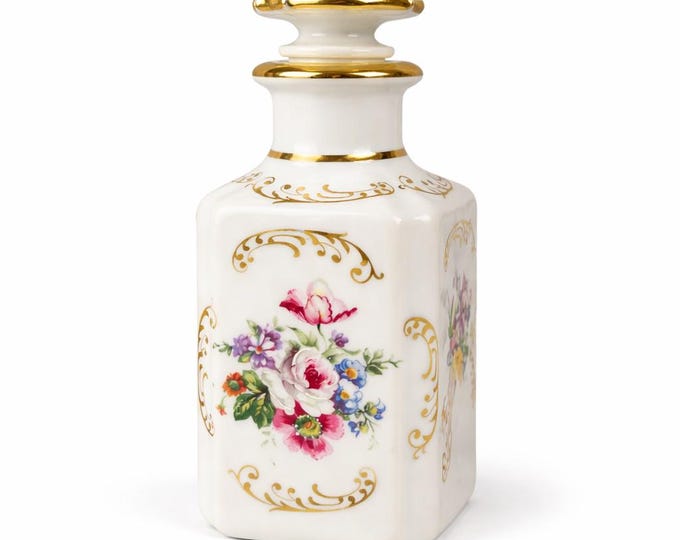 Vintage Limoges Floral Perfume Bottle Handpainted from France 1930s
