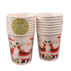 Vintage Hallmark Cards Christmas Paper Party Cups with handles for drinks, snacks NOS