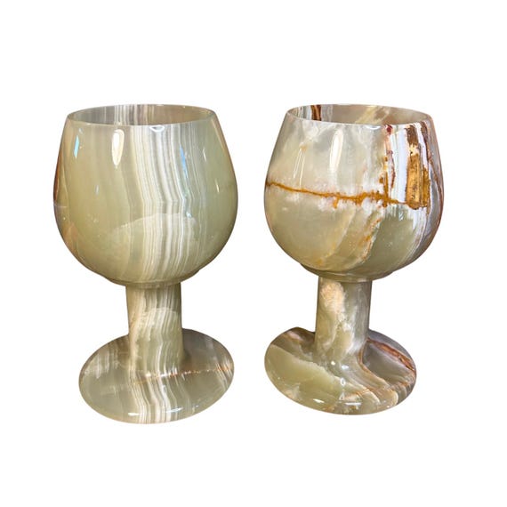 Banded Onyx Goblets with Silk Lined Velvet Box: Renaissance Chalice