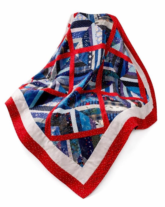 Vintage Handmade Lap Quilt Patriotic Blanket Wheelchair  38" x 38" (1)