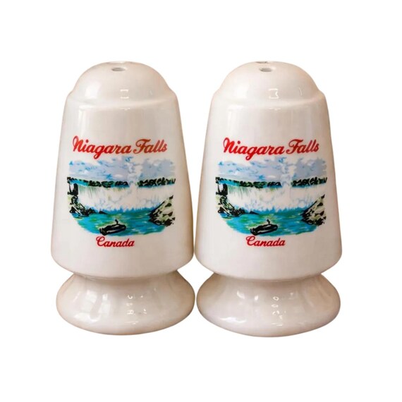 Vintage Niagara Falls Souvenir Salt and Pepper Shakers: Cottage Core Ceramic