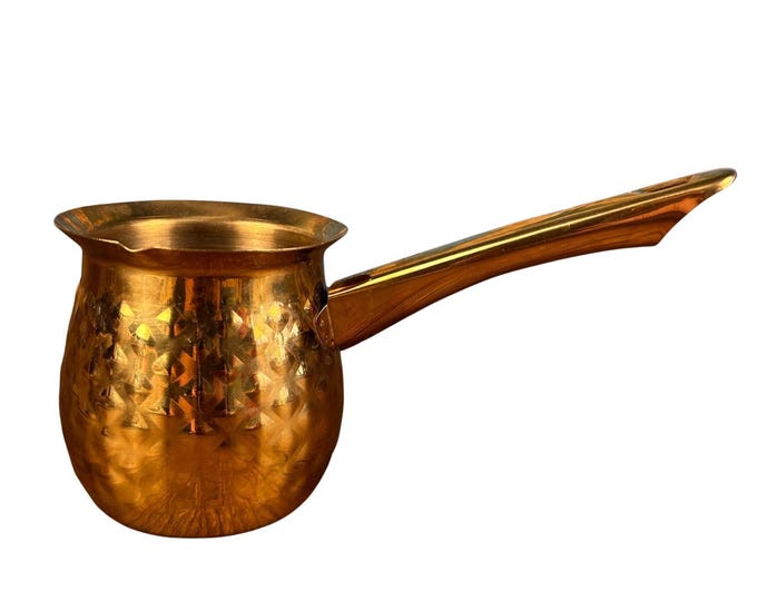 Vintage Hammered Brass Turkish Coffee Pot | Cezve Ibrik