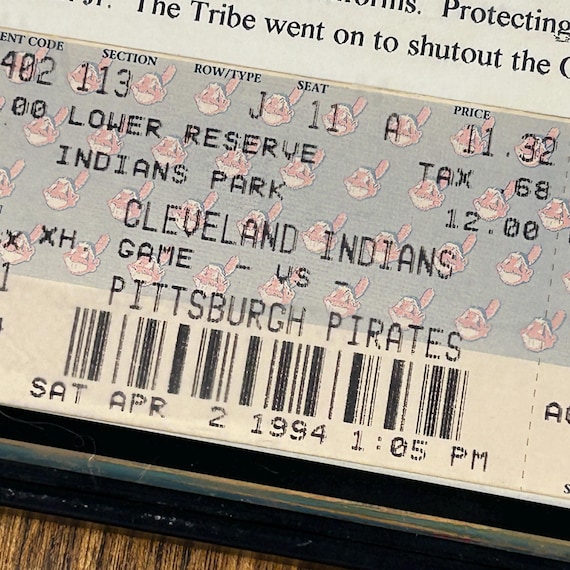 1994 Framed Cleveland Indians 1995 Inaugural Game Ticket and Photo Memorabilia