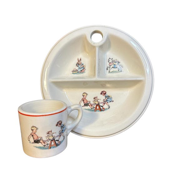 Vintage 1940s Salem China Child's Plate and Cup: Easter Theme Decor