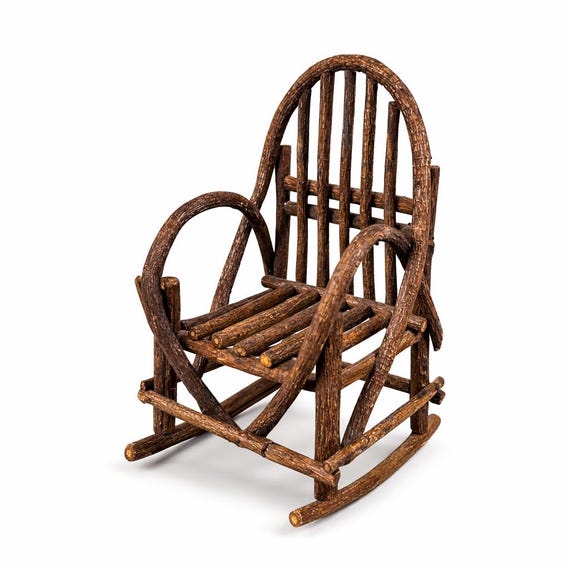 Antique/Vintage Folk Art Miniature Bent Wood Twig Chair | Rustic Handcrafted Primitive Decor | 6.75" Tall