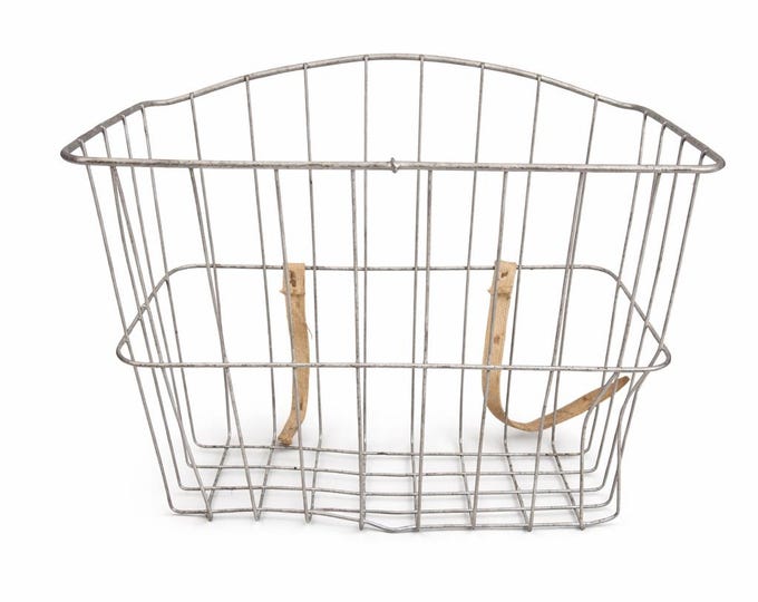 Vintage Wire Bicycle Basket Metal Bike Basket Magazine Rack Storage Organizer Rustic Farmhouse Decor