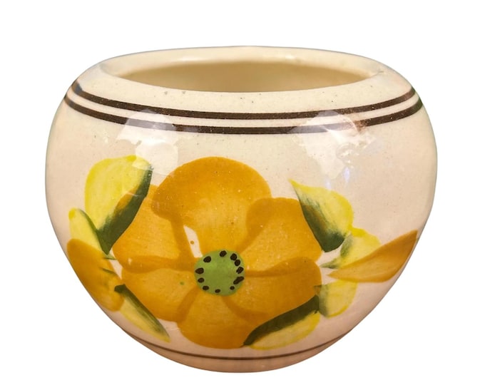 Vintage Hand-painted Floral Planter/Vase Yellow Green Brown