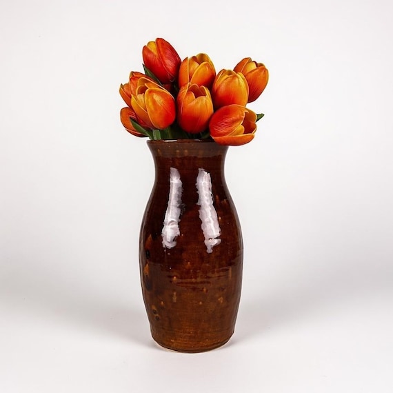 Vintage Browns Pottery Vase, Arden NC, Hand Thrown Drip Glaze