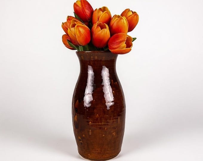 Vintage Browns Pottery Vase, Arden NC, Hand Thrown Drip Glaze