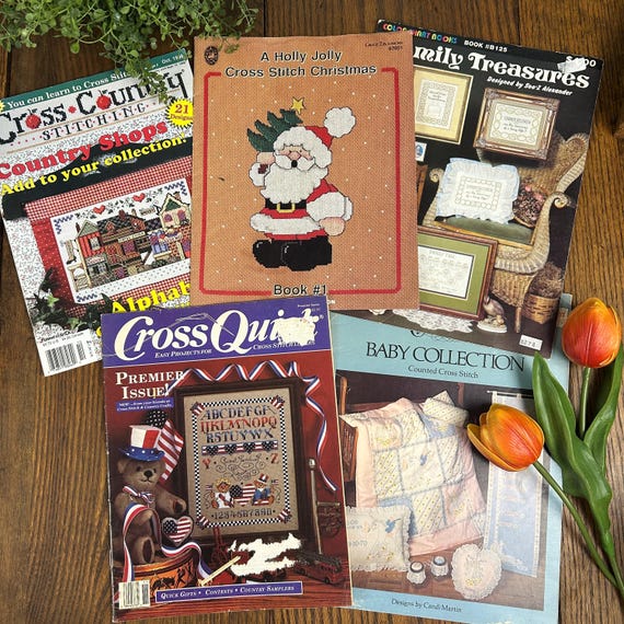 Vintage Cross-Stitch Magazines with Patterns 80s/90s Counted Cross Stitch Designs - Your Choice