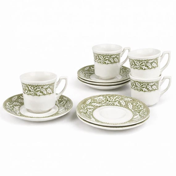 Vintage J&G Meakin Tea Cup and Saucer Set, Royal Staffordshire (Set of 4)