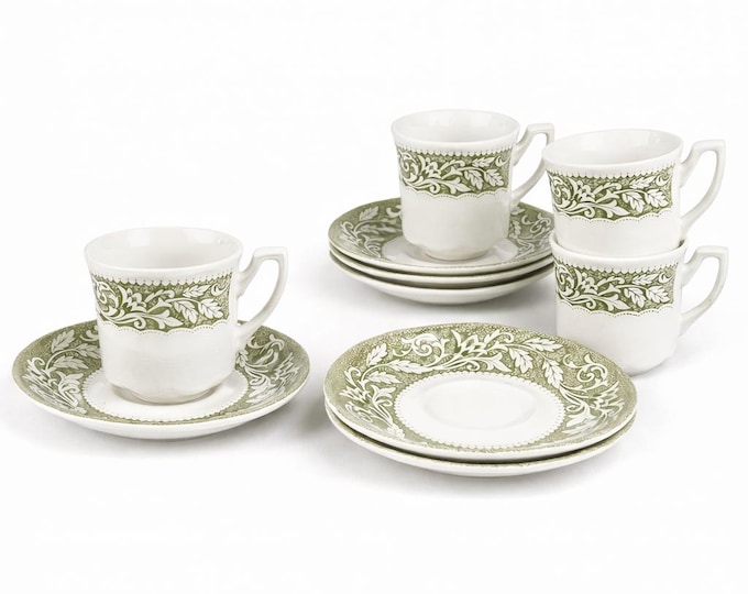 Vintage J&G Meakin Tea Cup and Saucer Set, Royal Staffordshire (Set of 4)