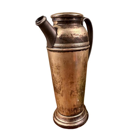 Vintage Electro-Plated Nickel Silver Cocktail Shaker "Speakeasy Shaker" and Art Deco design