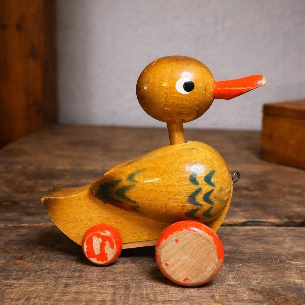 Vintage Czechoslovakia Wooden Pull Along Duck Toy, 1960s - Etsy