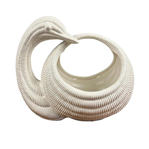 Vtg Atlantic Mold Swan Planter Cachepot Basket White Ceramic Duck Goose Studio Made