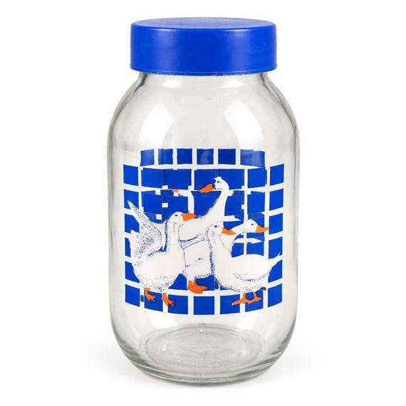 Vintage 3 Liter Carlton Glass Country Geese Canister - 1980’s Made in USA