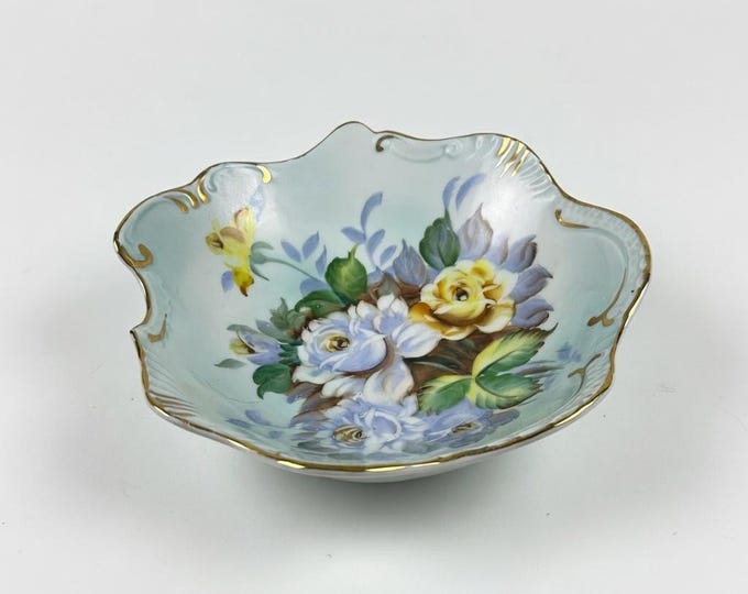 Ucagco Ceramics Japan Handpainted Floral Bowl - Trinket Dish