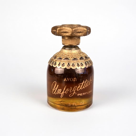 Vintage Avon Unforgettable Perfume Oil | 1970s Gold Cap Cologne Bottle