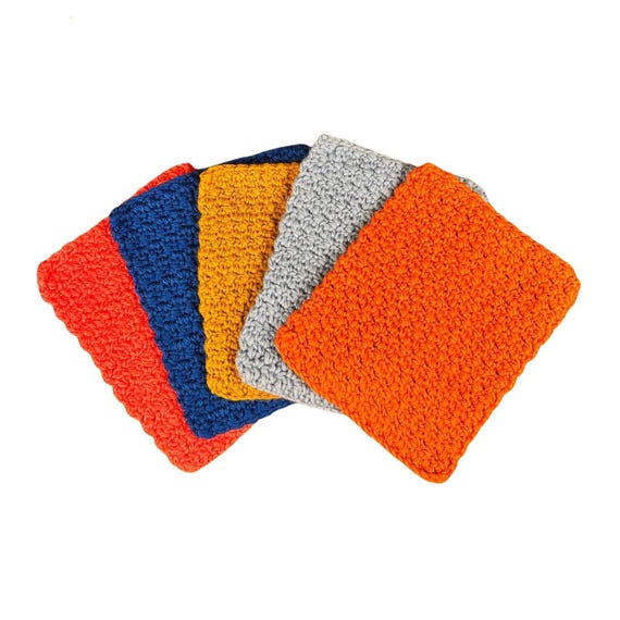 Set of 5 Colorful Vintage Crocheted Dishcloths/Washcloths Rectangle