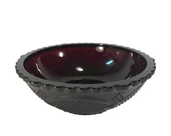 Vintage 1986 Avon The 1876 Cape Cod Collection Ruby Red Serving Bowl with Original Box