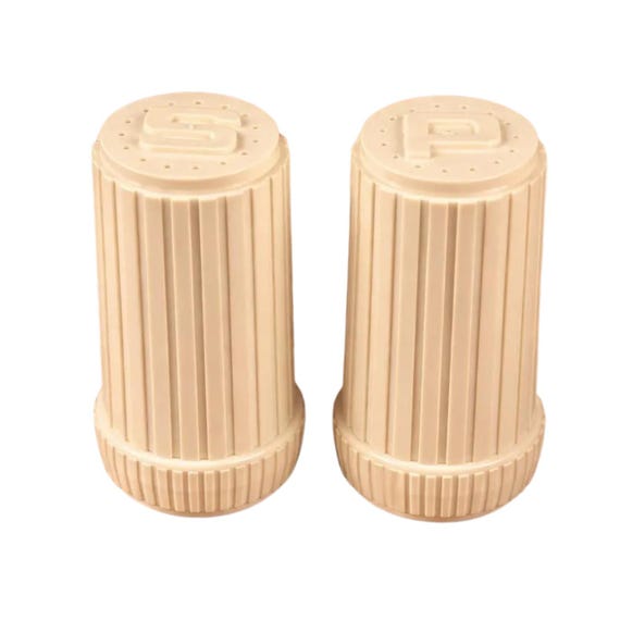 Mid Century Salt & Pepper Shakers Vintage Retro Cream Plastic