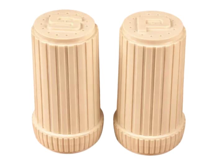 Mid Century Salt & Pepper Shakers Vintage Retro Cream Plastic