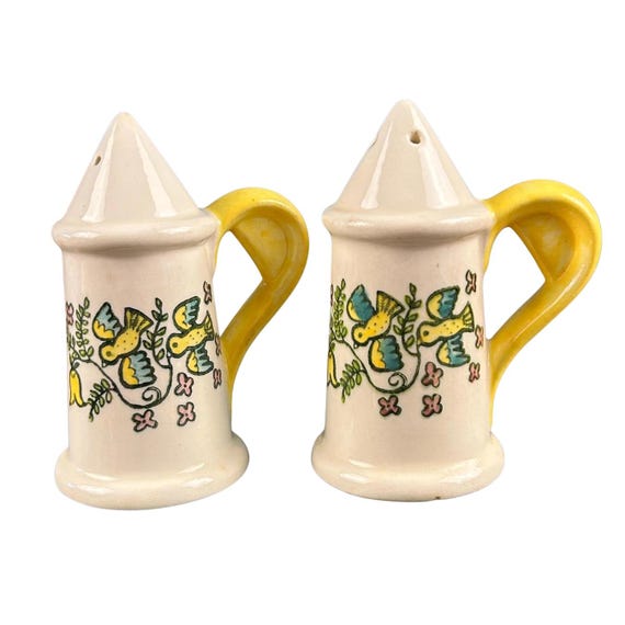 1950s Metlox Poppy Trail Happy Time salt and pepper shakers Birds and Flowers